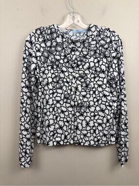 Blumarine Black and White Floral Knit Cardigan - set Women Tops small